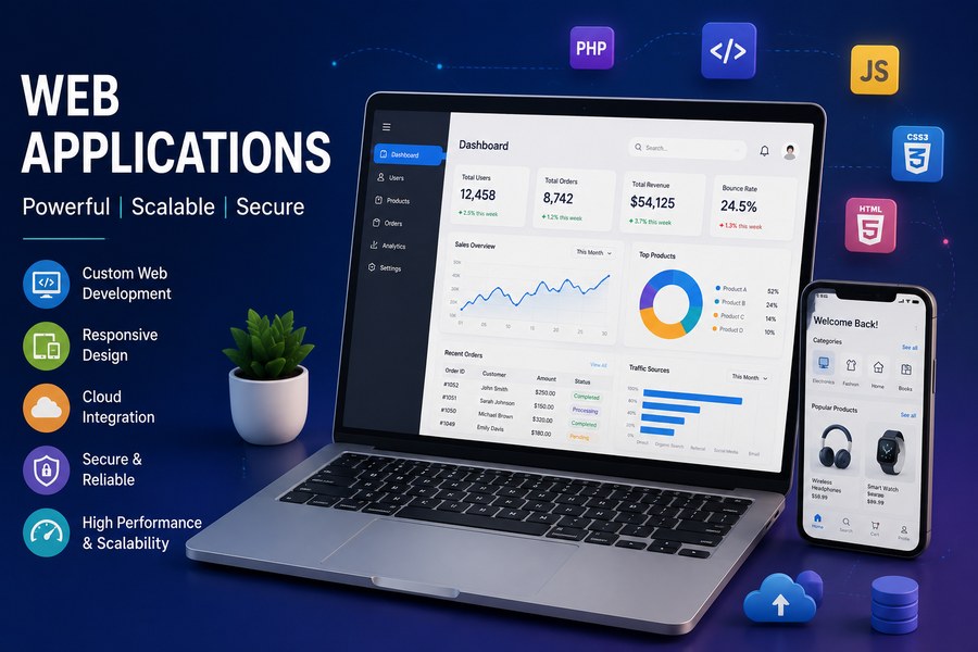 Custom web application dashboard